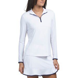 GOTTEX White Color Contrast Quarter Zip Jacket